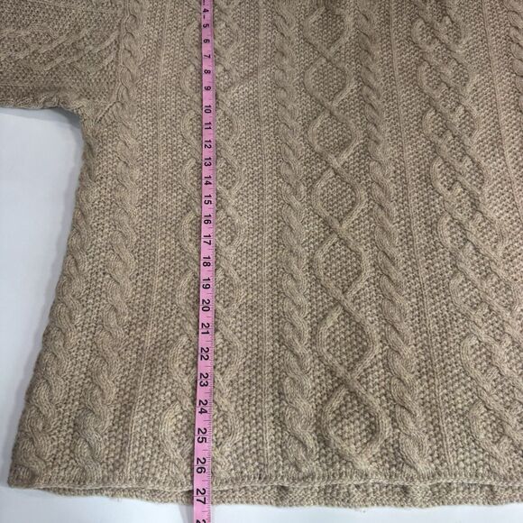 J. Crew Oarsman 100% Wool Cable Knit Fisherman Sweater Tan Men Medium/ Large - Picture 5 of 9